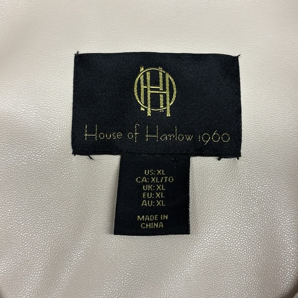 House of Harlow 1960 Faux Leather Button-Up Jacket Cream Size XL - Picture 9 of 13